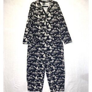 BumbleBella Comfy Wide Leg One-piece Pajama Womens Large L Black Soft Jumpsuit